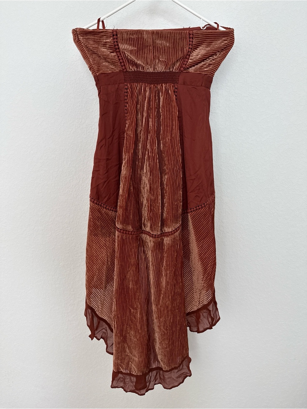 Anthropologie Strapless High-Low Dress in Rust - Picture 2 of 3